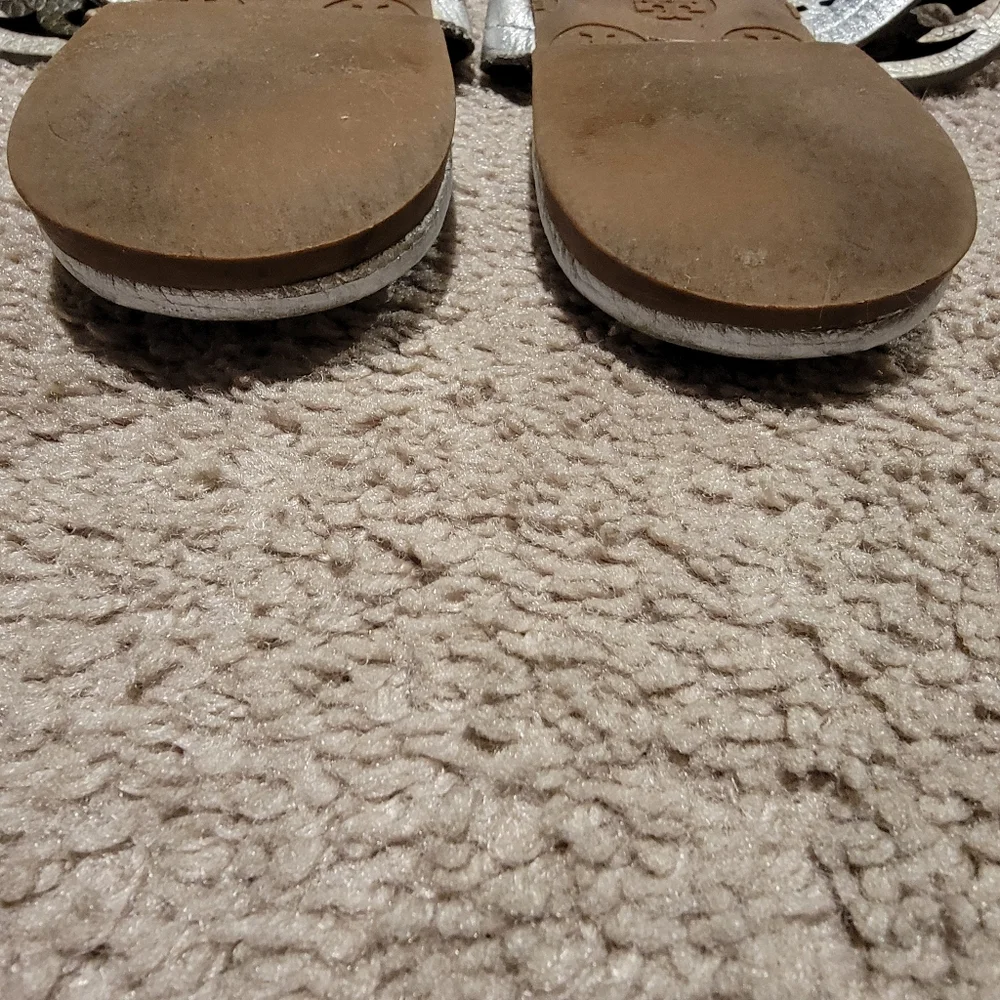 Tory Burch Miller Sandals Metallic Silver Size 9.5